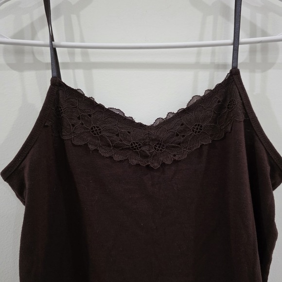 Y2K Cato Womens Lace Trim Tank Top Size Small Brown Floral Elana Bella - Picture 2 of 7